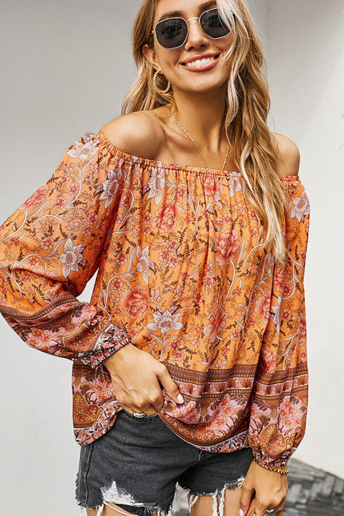 Off The Shoulder Boho Balloon Sleeve Top - Belle Donne Clothing & Accessories