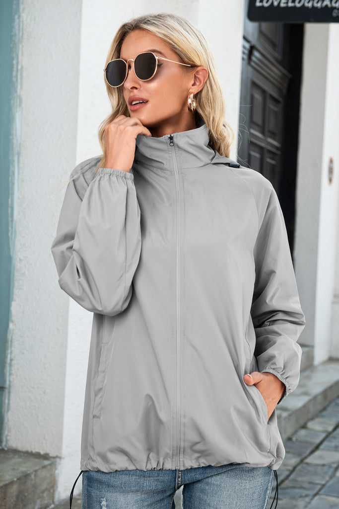 Zip Up Wind Hooded Jacket - Belle Donne Clothing & Accessories