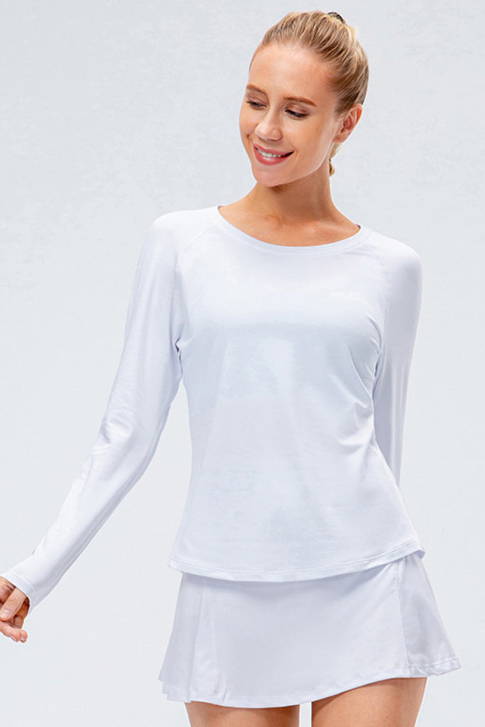 Raglan Sleeve Round Neck Athletic Top - Belle Donne Clothing & Accessories