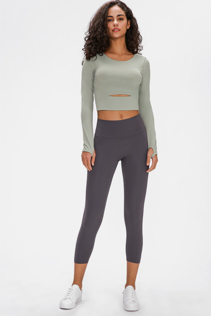 Long Sleeve Cropped Top With Sports Strap - Belle Donne Clothing & Accessories