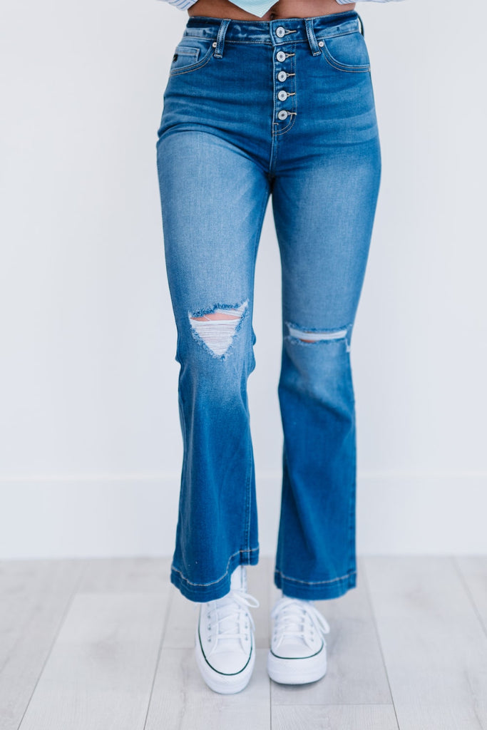 Kancan Denim Skies Full Size Run Flare Jeans - Belle Donne Clothing & Accessories