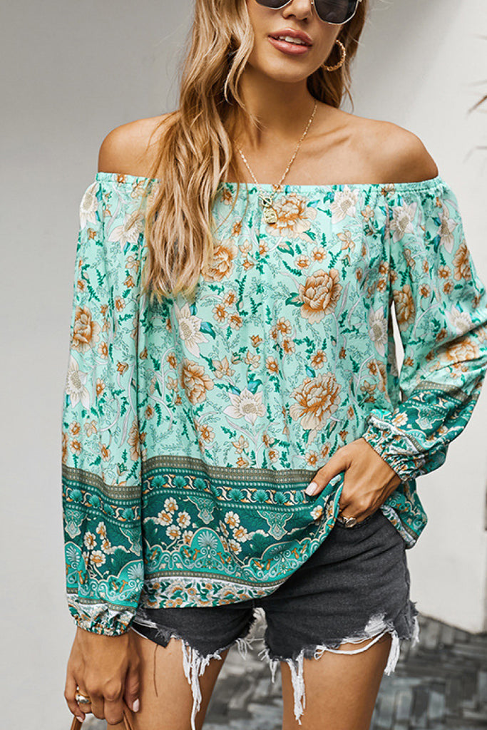 Off The Shoulder Boho Balloon Sleeve Top - Belle Donne Clothing & Accessories