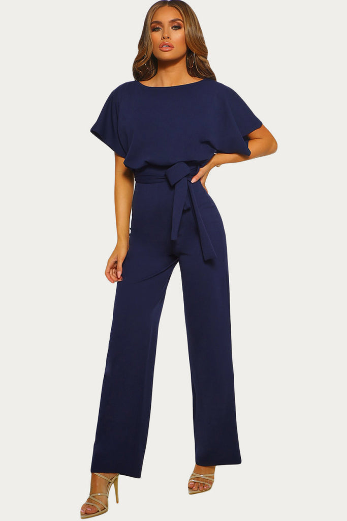 Wide Belted Leg Jumpsuit - Belle Donne Clothing & Accessories