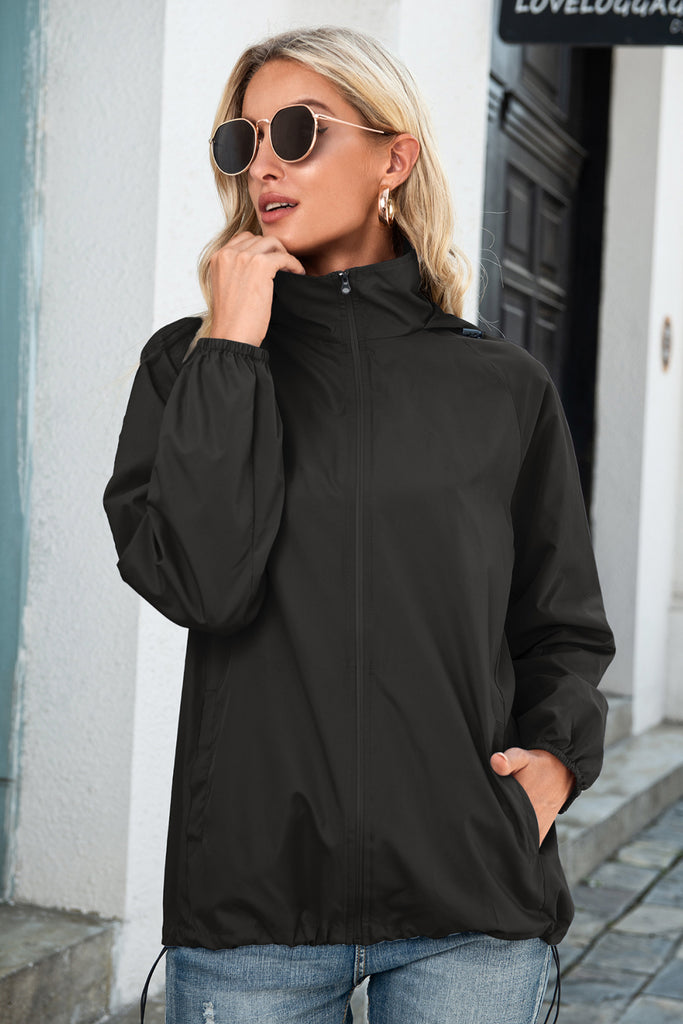 Zip Up Wind Hooded Jacket - Belle Donne Clothing & Accessories