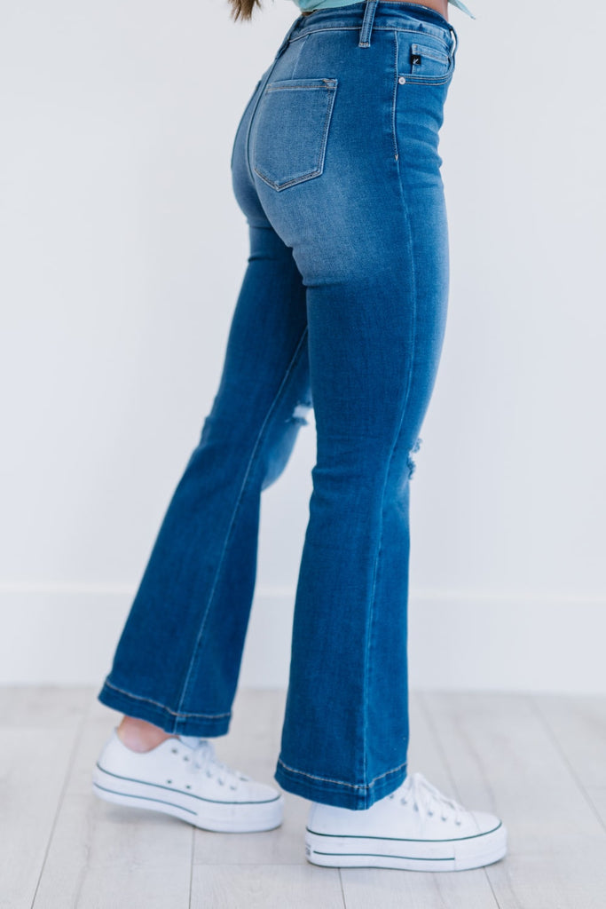 Kancan Denim Skies Full Size Run Flare Jeans - Belle Donne Clothing & Accessories