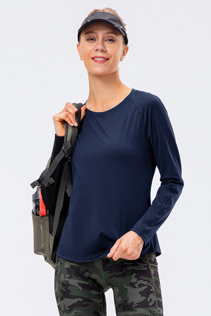 Raglan Sleeve Round Neck Athletic Top - Belle Donne Clothing & Accessories