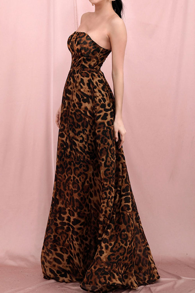 Leopard Print Strapless Dress - Belle Donne Clothing & Accessories