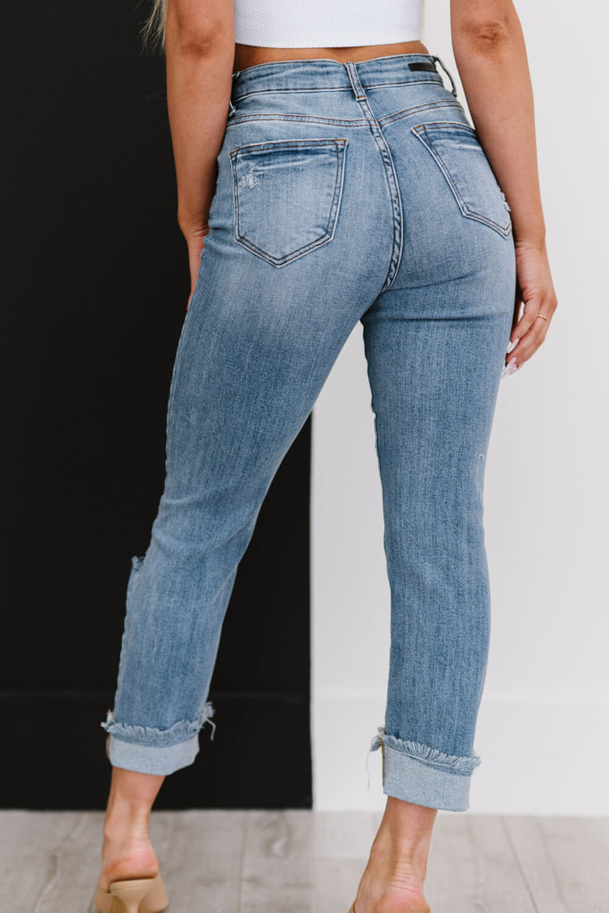 RISEN Taking It Easy Full Size Run Distressed Straight Leg Jeans - Belle Donne Clothing & Accessories