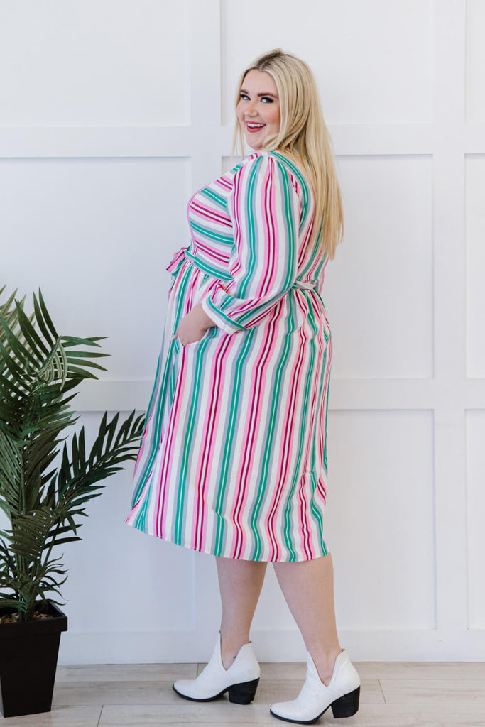 ODDI Sweet Like Candy Full Size Run Striped Dress - Belle Donne Clothing & Accessories