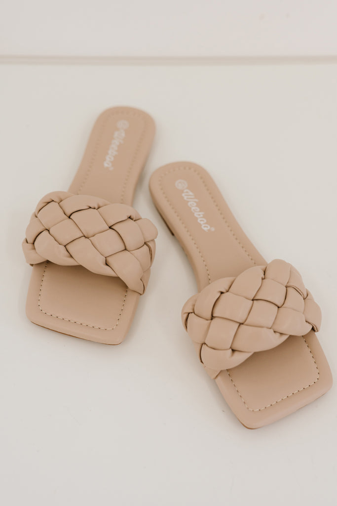 Weeboo Cakewalk Woven Square Toe Slides - Belle Donne Clothing & Accessories