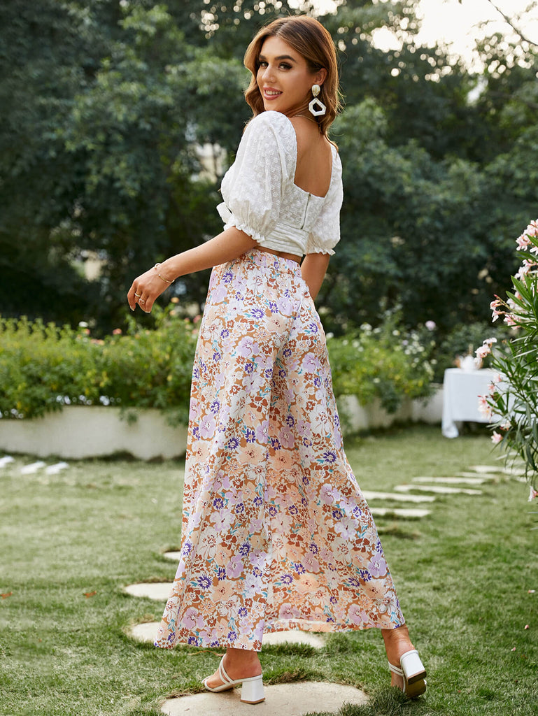 Floral High Waist Culottes - Belle Donne Clothing & Accessories