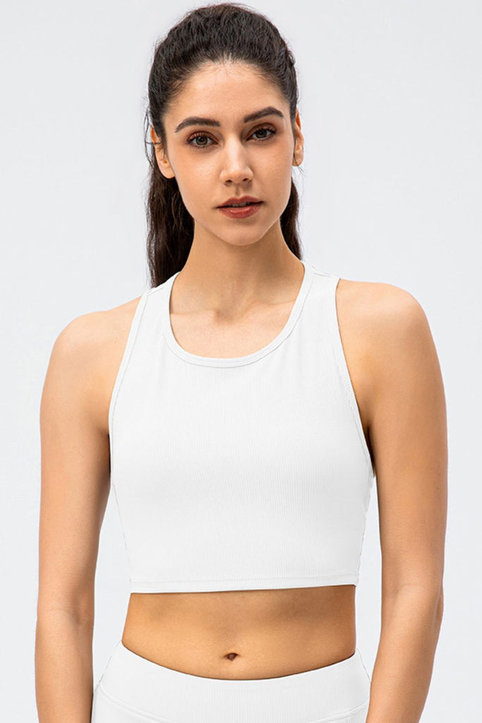 Ribbed Cropped Yoga Racerback Tank Top - Belle Donne Clothing & Accessories