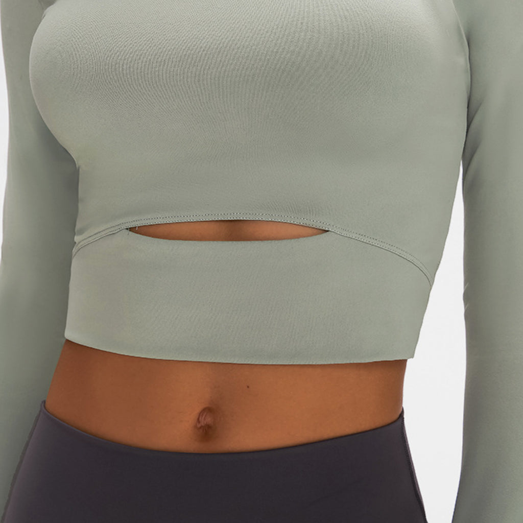 Long Sleeve Cropped Top With Sports Strap - Belle Donne Clothing & Accessories