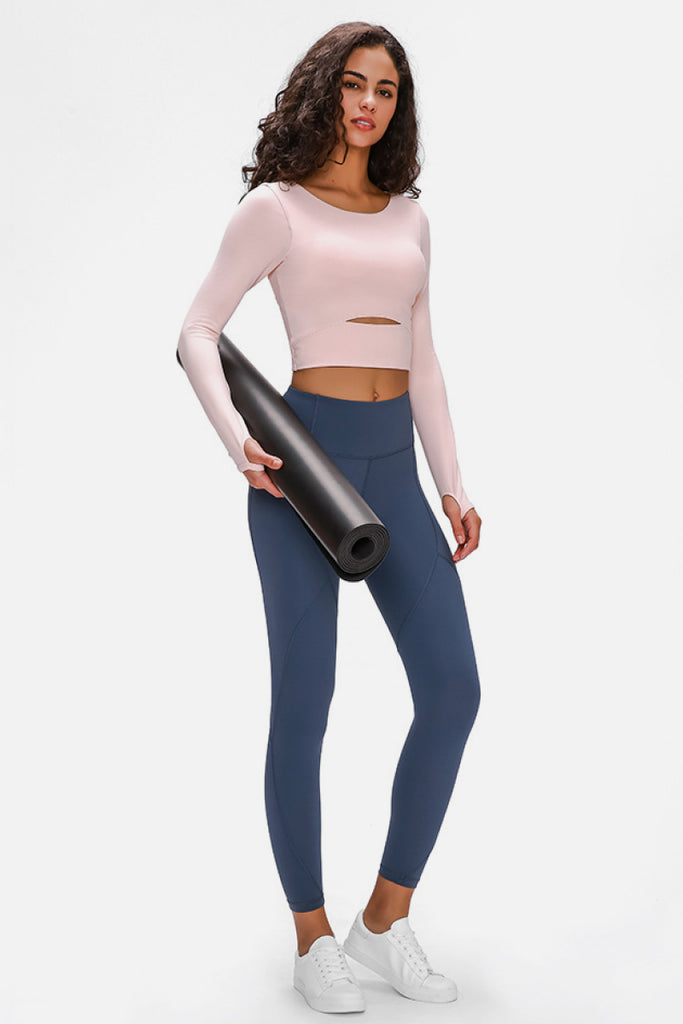 Long Sleeve Cropped Top With Sports Strap - Belle Donne Clothing & Accessories