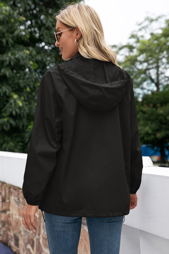 Zip Up Wind Hooded Jacket - Belle Donne Clothing & Accessories