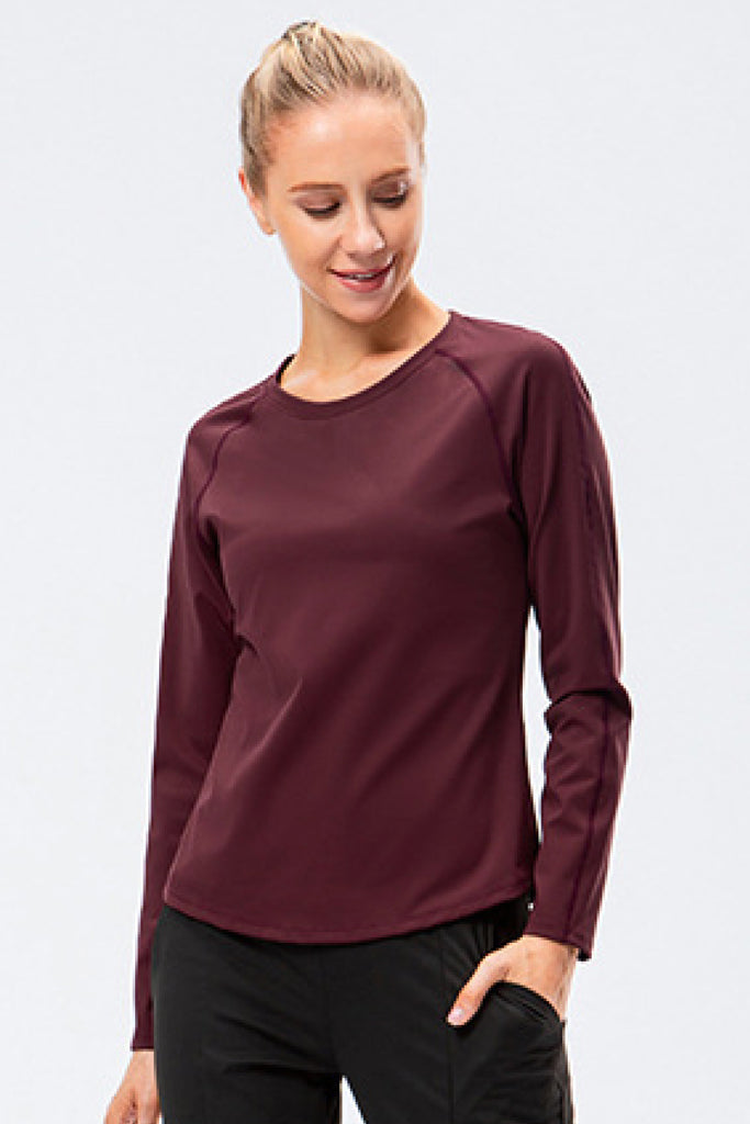 Raglan Sleeve Round Neck Athletic Top - Belle Donne Clothing & Accessories