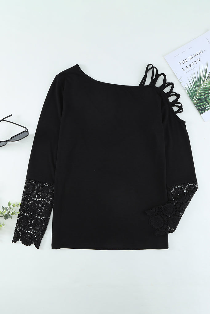 Crisscross Spliced Lace Top - Belle Donne Clothing & Accessories