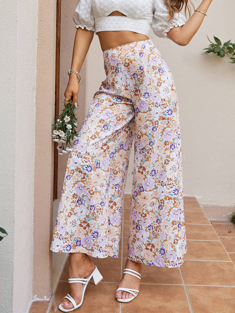 Floral High Waist Culottes - Belle Donne Clothing & Accessories