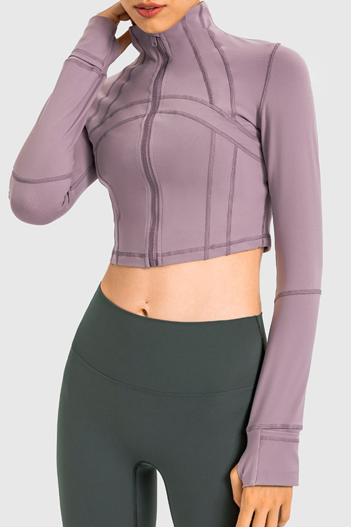 Zip Front Cropped Sports Jacket - Belle Donne Clothing & Accessories