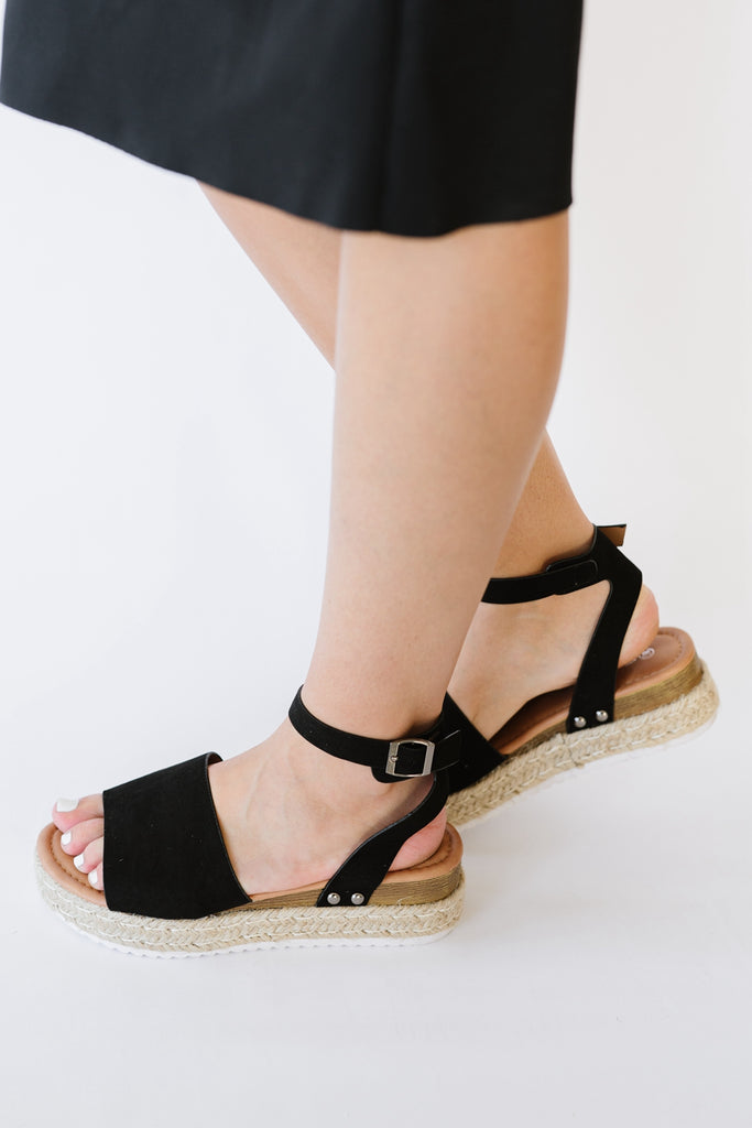 WeeBoo Every Step Espadrille Platform Sandal in Black - Belle Donne Clothing & Accessories