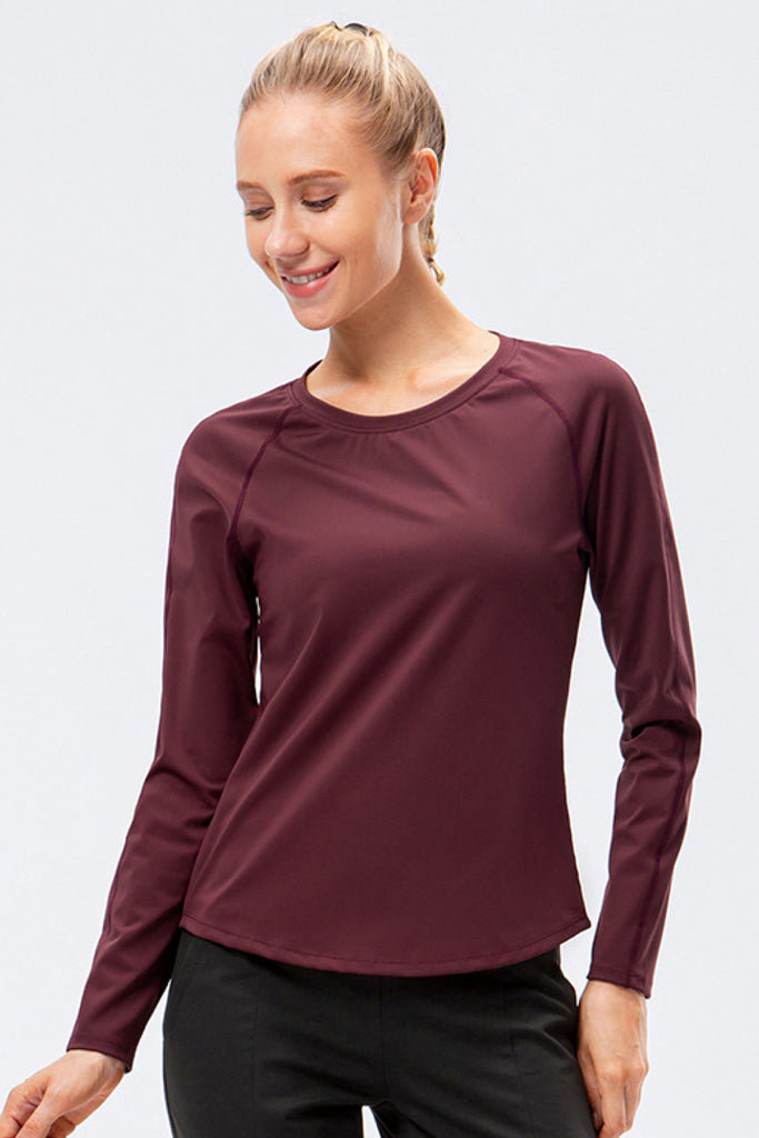 Raglan Sleeve Round Neck Athletic Top - Belle Donne Clothing & Accessories