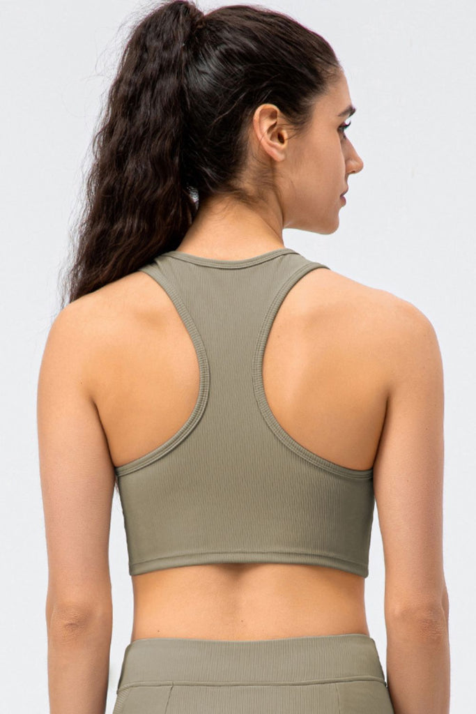 Ribbed Cropped Yoga Racerback Tank Top - Belle Donne Clothing & Accessories