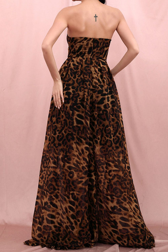 Leopard Print Strapless Dress - Belle Donne Clothing & Accessories