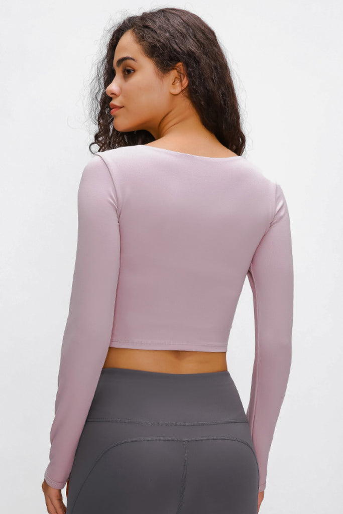 Long Sleeve Cropped Top With Sports Strap - Belle Donne Clothing & Accessories