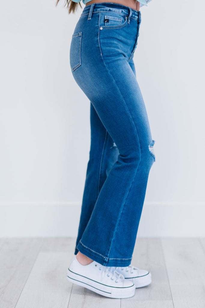 Kancan Denim Skies Full Size Run Flare Jeans - Belle Donne Clothing & Accessories