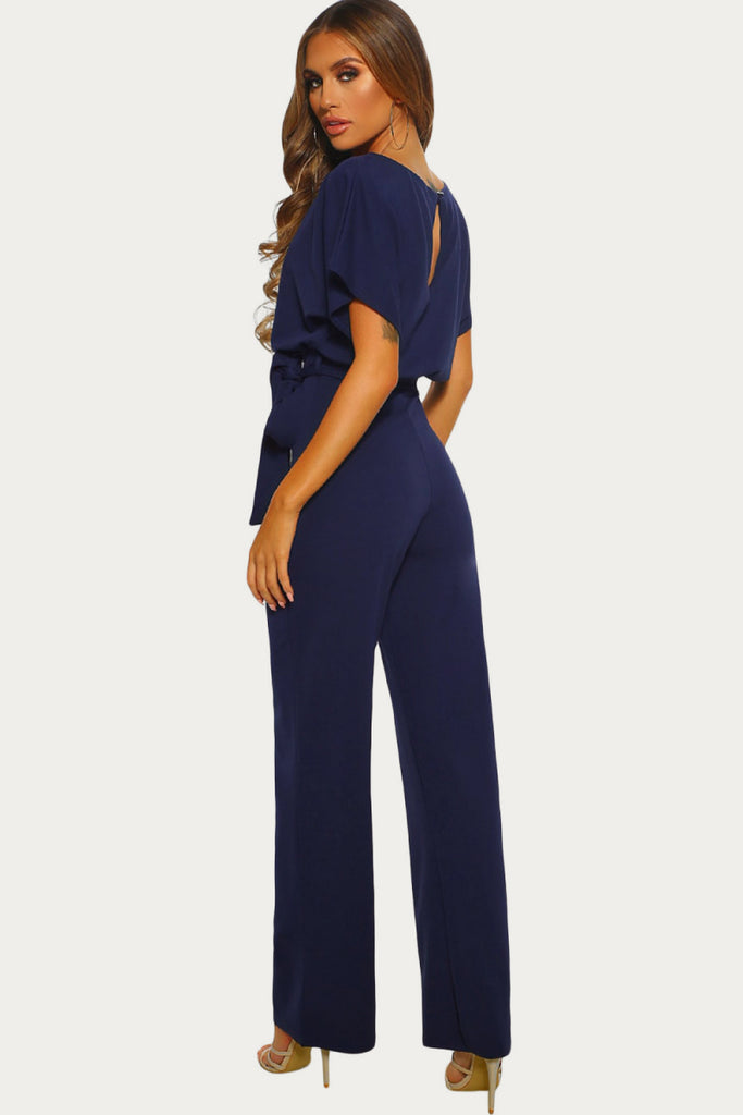 Wide Belted Leg Jumpsuit - Belle Donne Clothing & Accessories