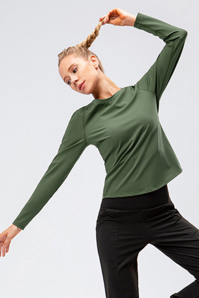 Raglan Sleeve Round Neck Athletic Top - Belle Donne Clothing & Accessories