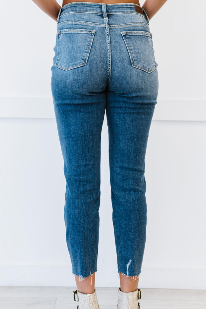 Judy Blue Rachel Full Size Run High Rise Distressed Skinny Jeans - Belle Donne Clothing & Accessories