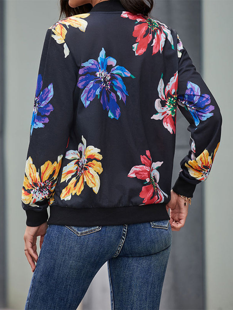 Large Scale Floral Bomber Jacket - Belle Donne Clothing & Accessories