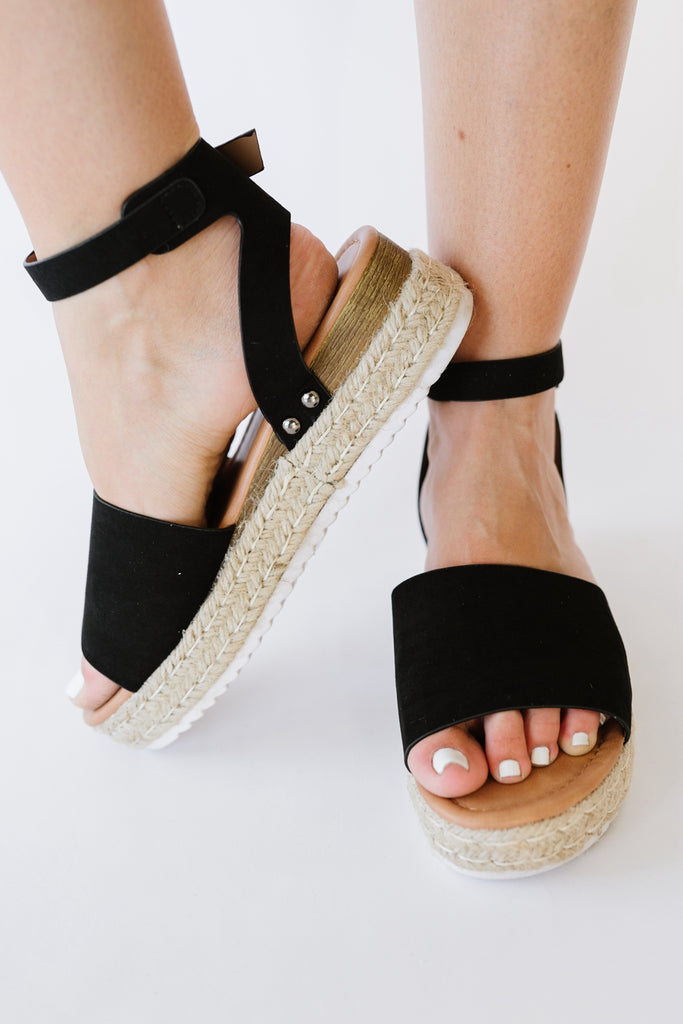 WeeBoo Every Step Espadrille Platform Sandal in Black - Belle Donne Clothing & Accessories