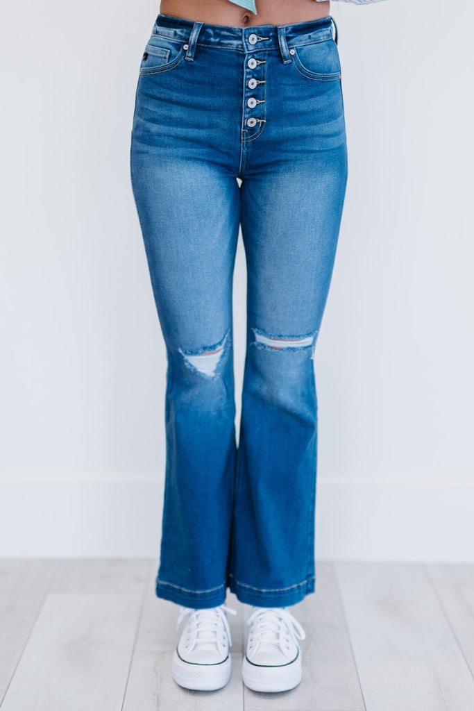 Kancan Denim Skies Full Size Run Flare Jeans - Belle Donne Clothing & Accessories