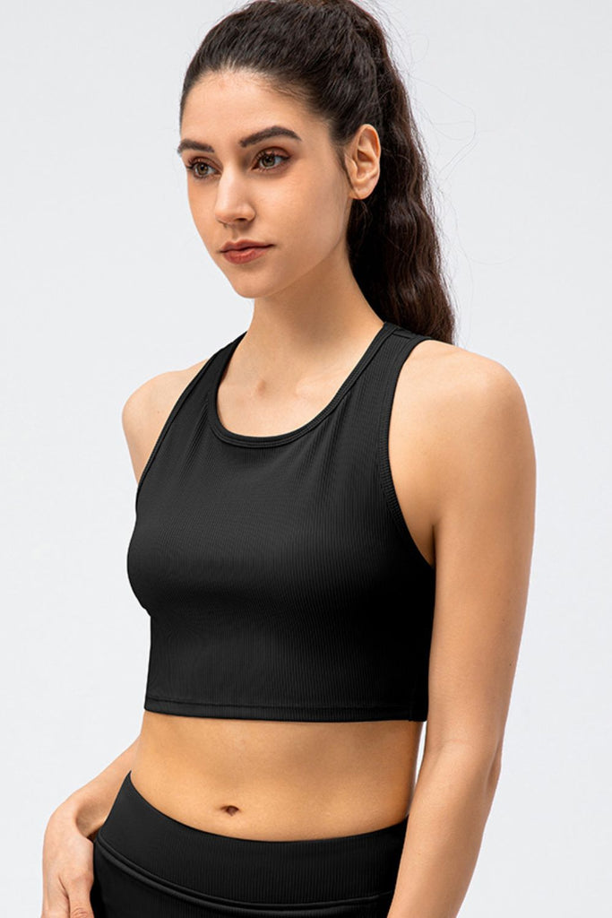 Ribbed Cropped Yoga Racerback Tank Top - Belle Donne Clothing & Accessories