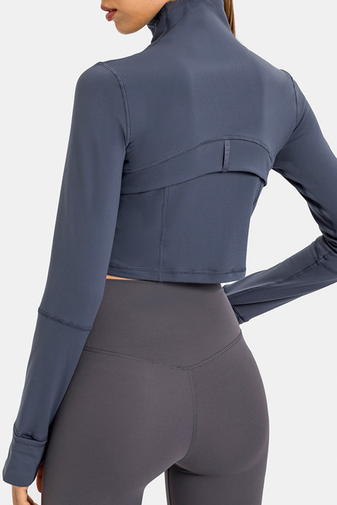 Zip Front Cropped Sports Jacket - Belle Donne Clothing & Accessories