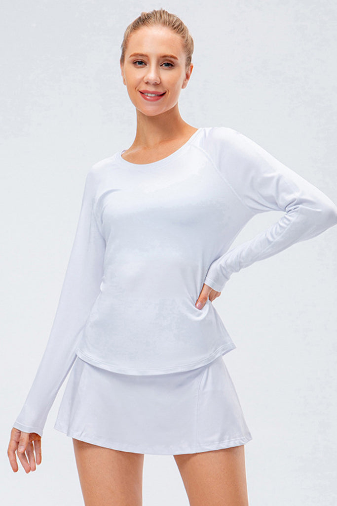 Raglan Sleeve Round Neck Athletic Top - Belle Donne Clothing & Accessories