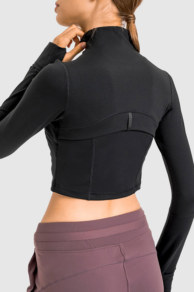 Zip Front Cropped Sports Jacket - Belle Donne Clothing & Accessories