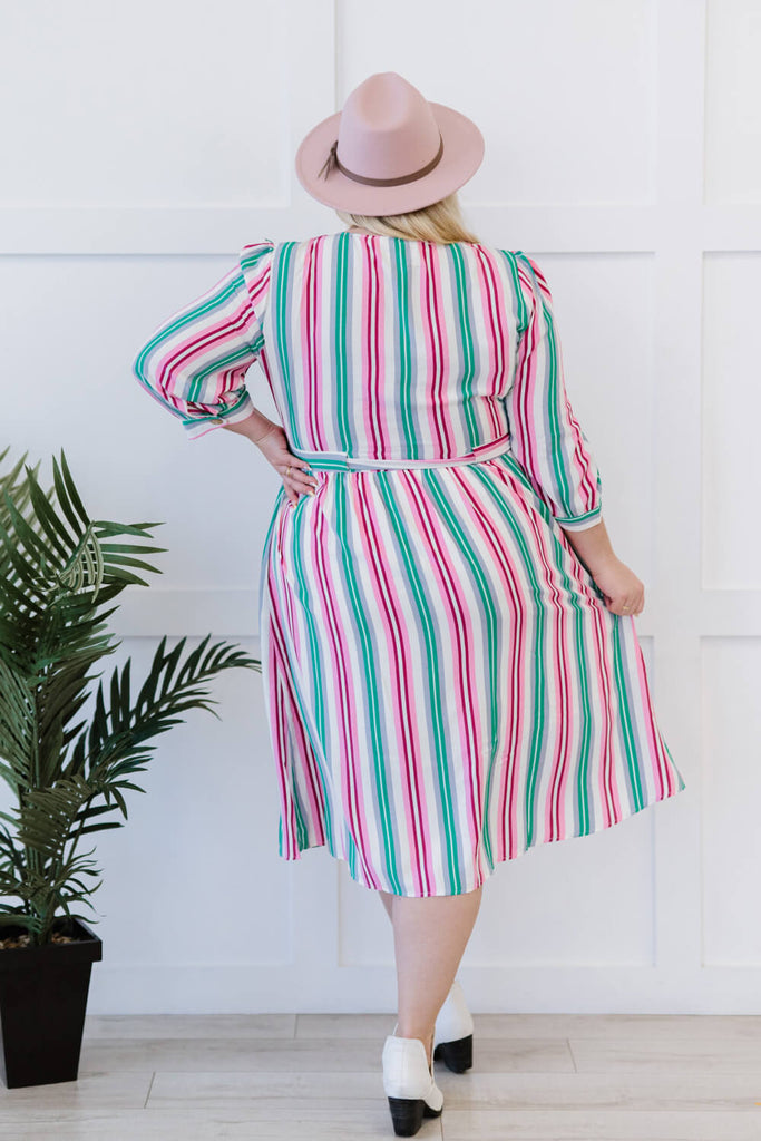 ODDI Sweet Like Candy Full Size Run Striped Dress - Belle Donne Clothing & Accessories