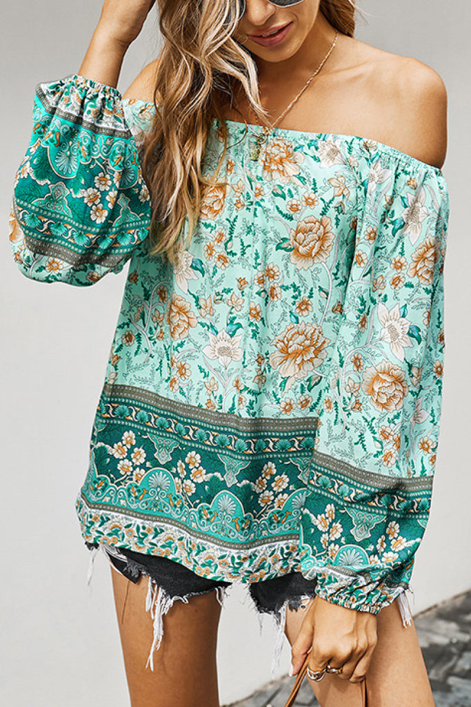 Off The Shoulder Boho Balloon Sleeve Top - Belle Donne Clothing & Accessories