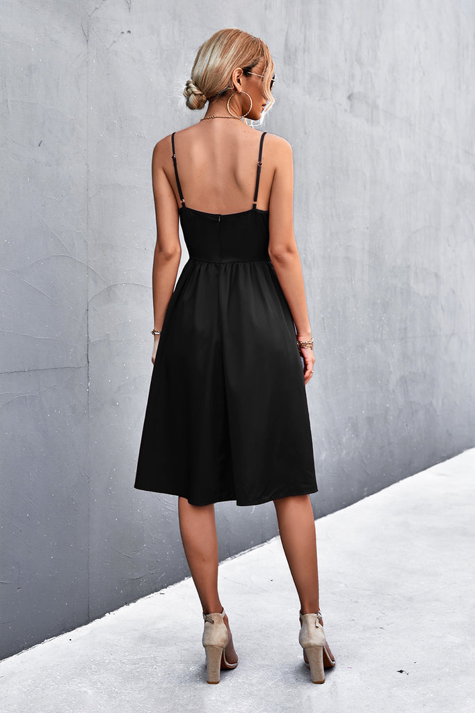 Adjustable Spaghetti Strap Knee-Length Dress - Belle Donne Clothing & Accessories