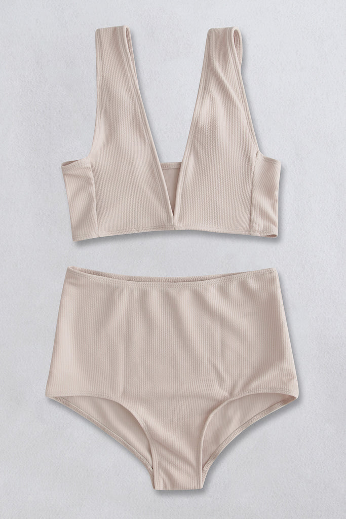 Ribbed V-Neck Bikini Set - Belle Donne Clothing & Accessories