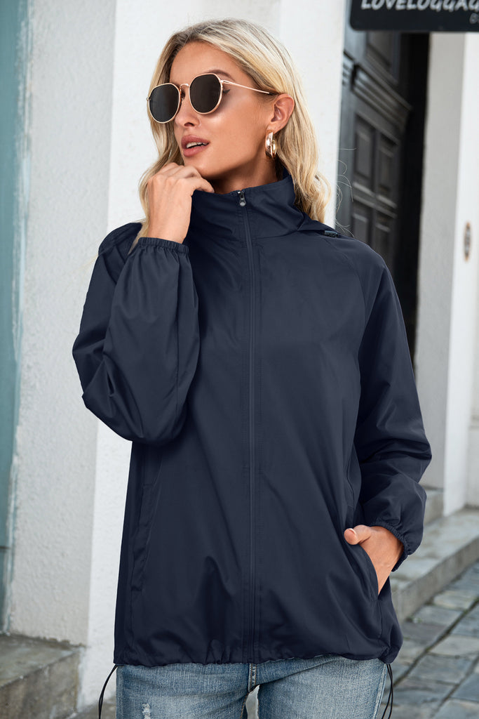 Zip Up Wind Hooded Jacket - Belle Donne Clothing & Accessories