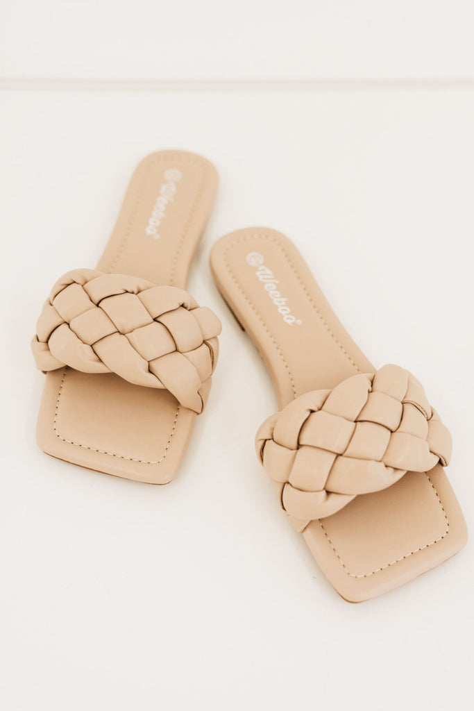 Weeboo Cakewalk Woven Square Toe Slides - Belle Donne Clothing & Accessories