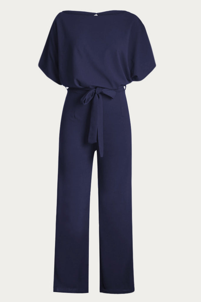 Wide Belted Leg Jumpsuit - Belle Donne Clothing & Accessories