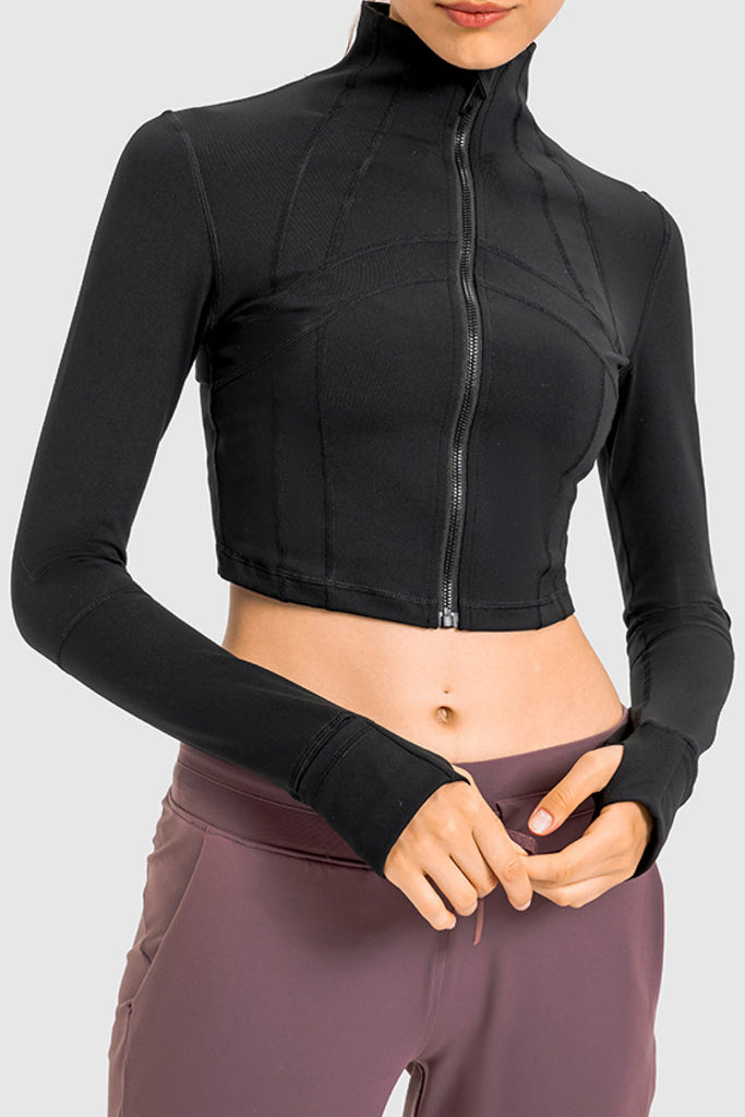 Zip Front Cropped Sports Jacket - Belle Donne Clothing & Accessories