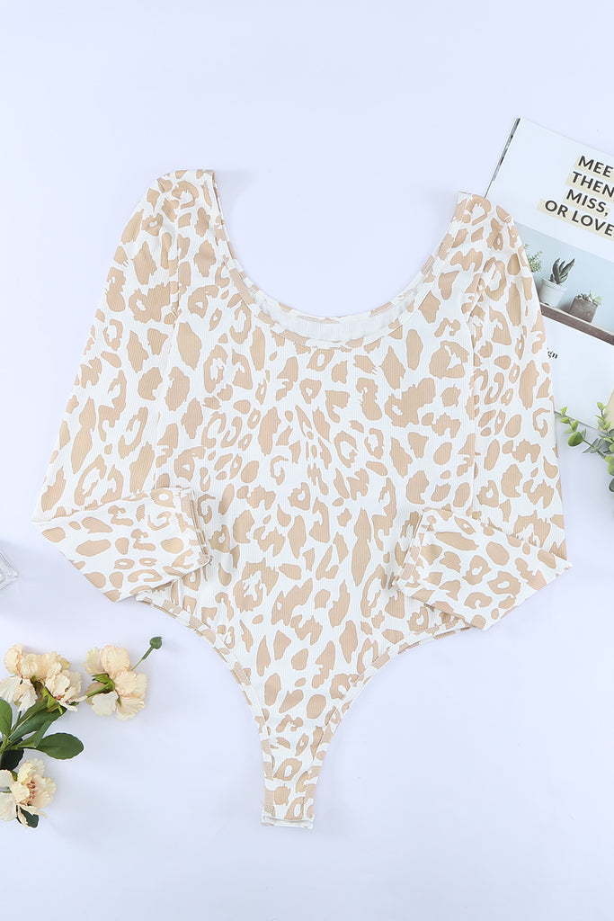 Leopard Print Cutout Scoop Neck Bodysuit - Belle Donne Clothing & Accessories