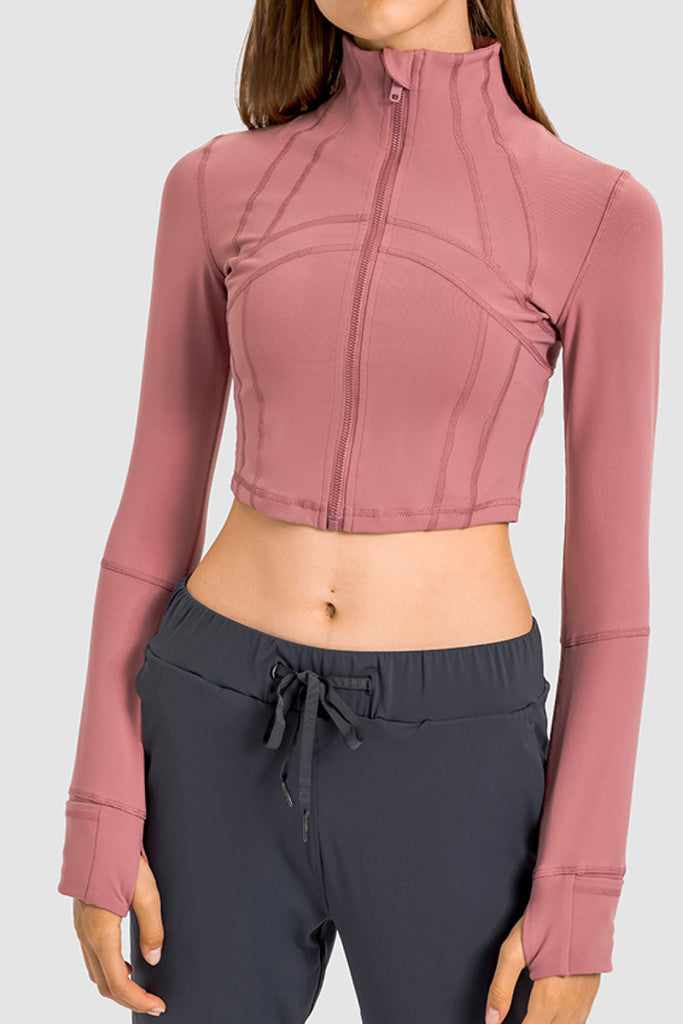 Zip Front Cropped Sports Jacket - Belle Donne Clothing & Accessories