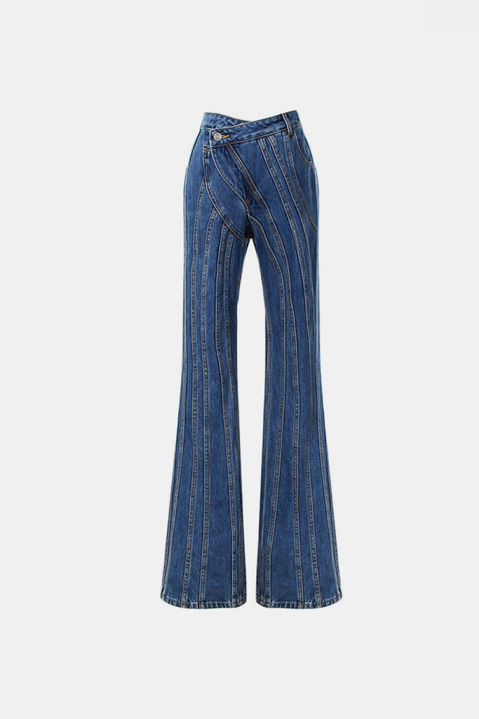 Paneled Wide Leg Jeans - Belle Donne Clothing & Accessories